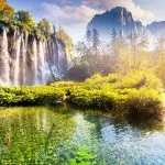 plitvice lakes with waterfalls