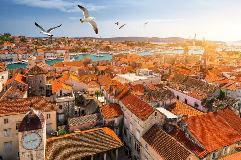 trogir old town aerial